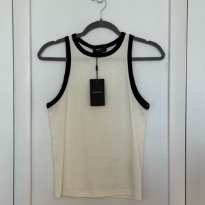 NEW Massimo Dutti Women's Cream and Black Tank Top